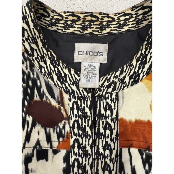 Chico’s Womens Bold Floral Print Jacket Size 2 (L) Fall Autumn Colors Boho Artsy - Picture 7 of 8